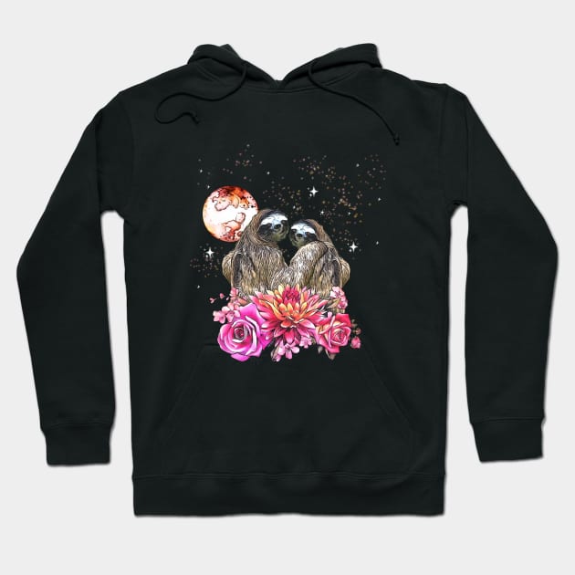 Sloths in love, lovers couple cute Hoodie by Collagedream